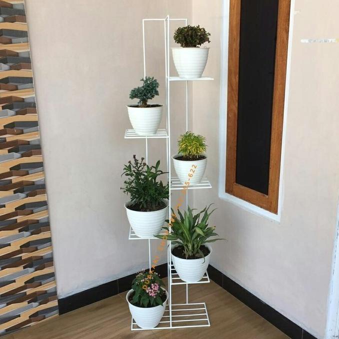 Standing rak pot Bunga 6 Susun - Putih