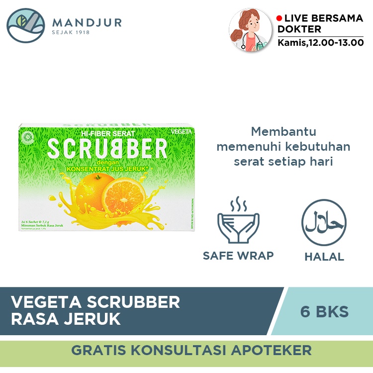 Jual Vegeta Scrubber Rasa Jeruk 6 Sachet - Minuman Kaya Serat Alami ...