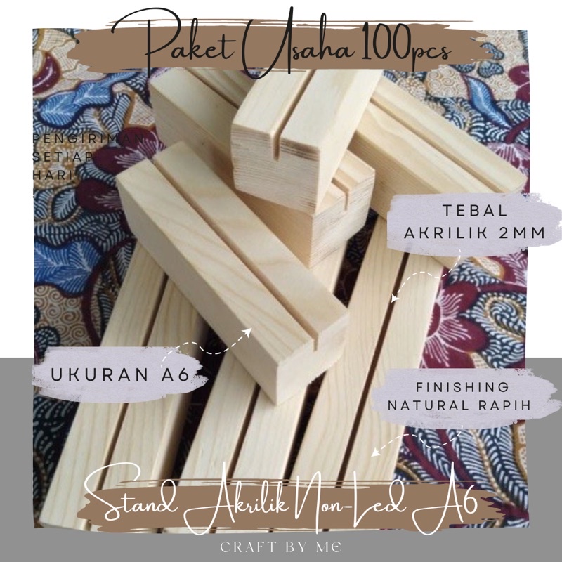 (paket 100pcs) stand akrilik / penyangga akrilik kayu / stand acrylic / akrilik led / penyangga lamp