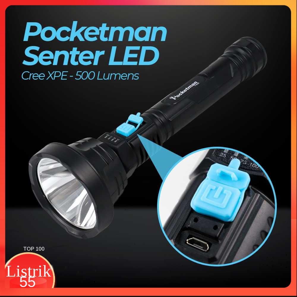 Pocketman Senter LED Waterproof USB Cree XPE 500 Lumens - Y-826