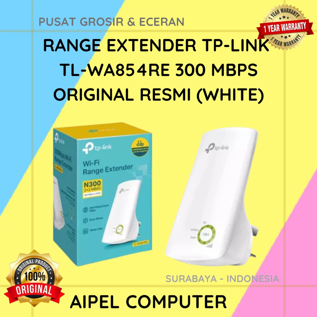 WA854RE | RANGE EXTENDER TP-LINK TL-WA854RE 300 MBPS ORIGINAL RESMI (WHITE)