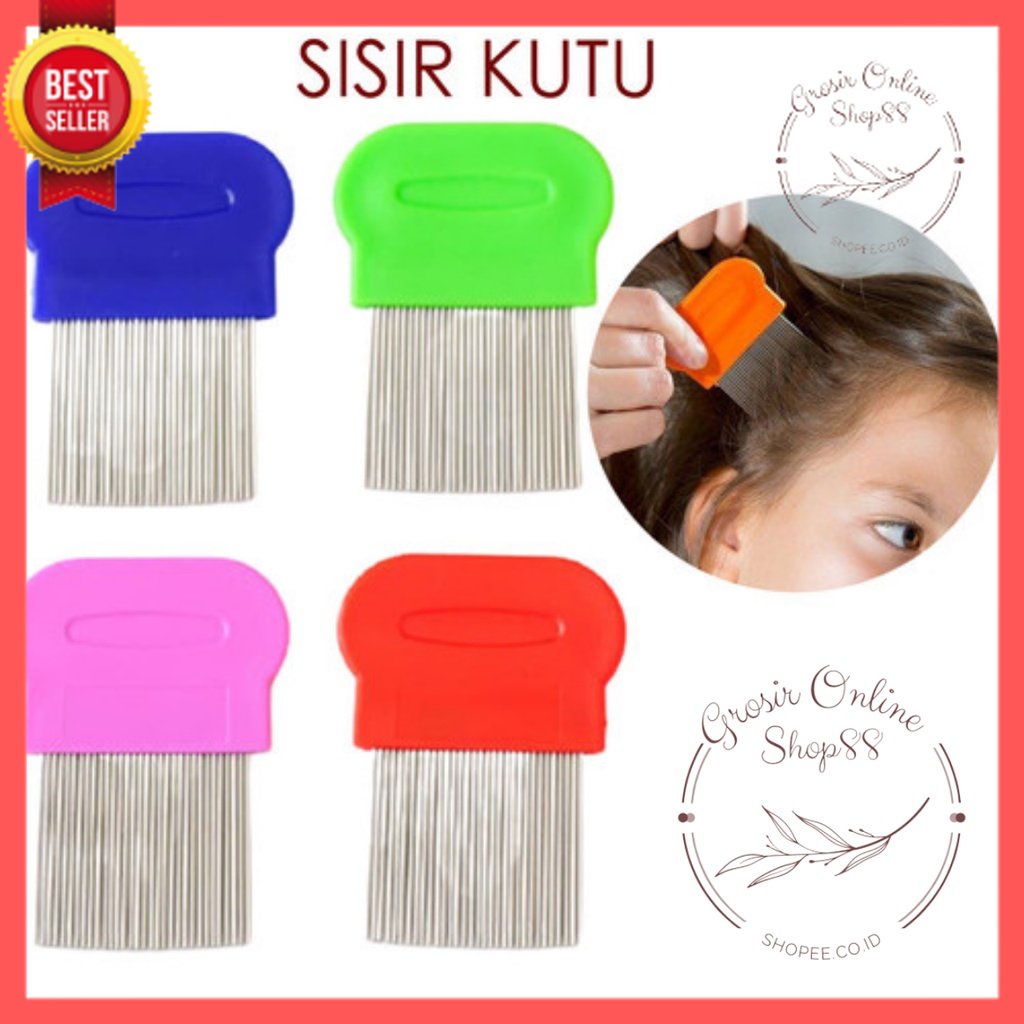 GOS C105 - SISIR SERIT RAMBUT KUTU / SISIR SERIT KETOMBE / SISIR SERIT PENDEK STAINLESS WARNA RANDOM