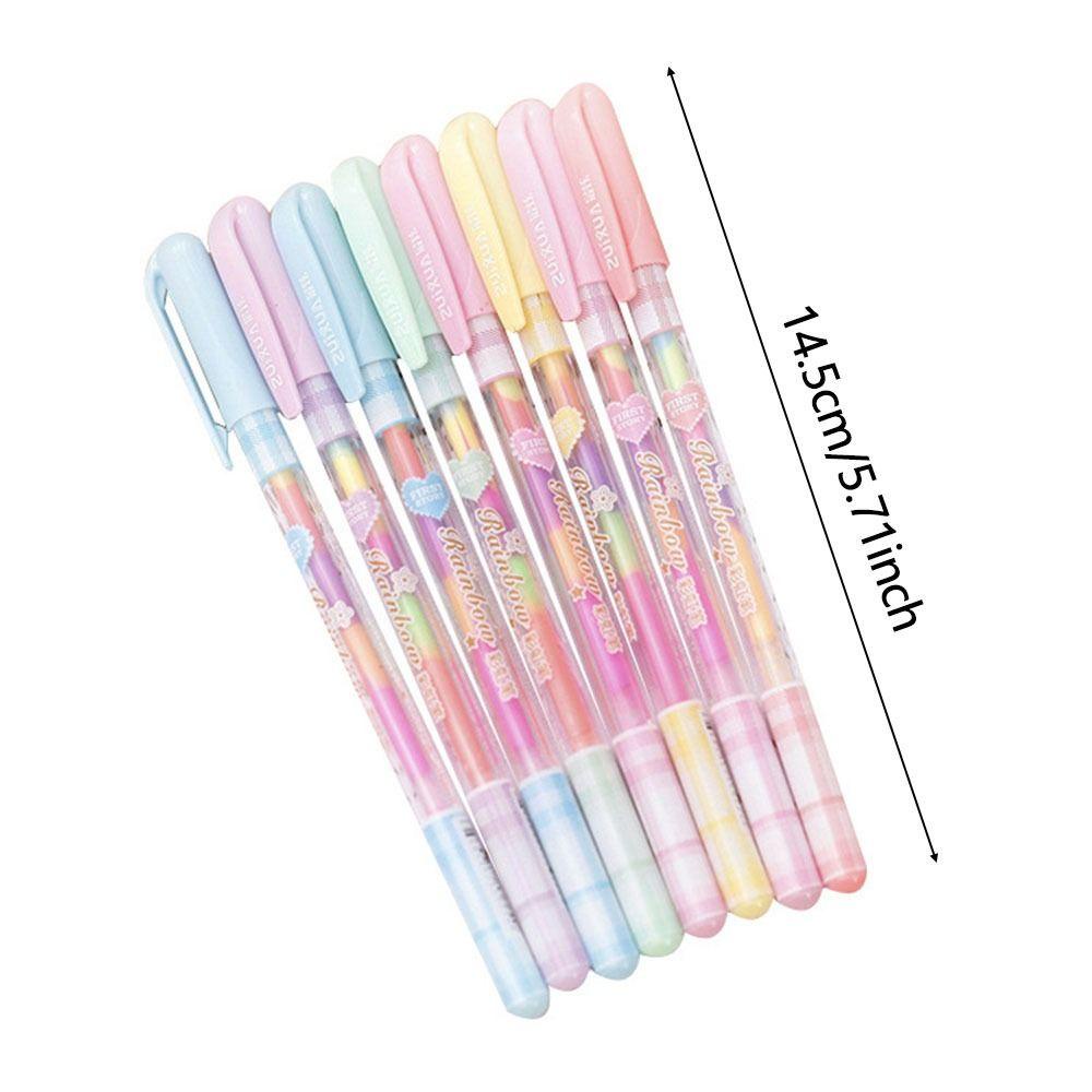 R-flower 6PCS/Set Stabilo Perlengkapan Kantor Sekolah 6warna Dalam 1 Multicolor Pen Candy Colored Gouache Pen