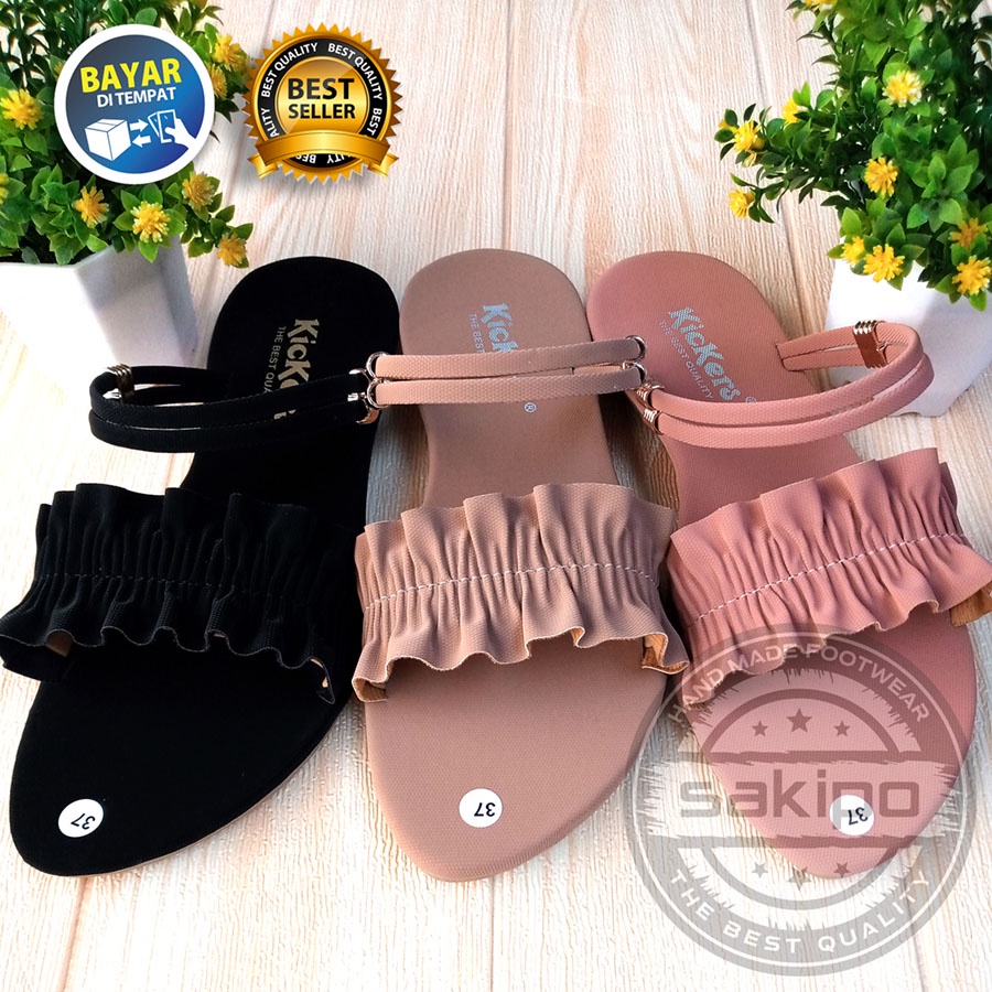 HUJAN PROMO 7.7 !! SANDAL WANITA DEWASA SLOP KERUT TALI BELAKANG CANTIK NYAMAN DIPAKAI / SAKIP0