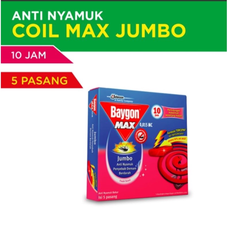 Baygon Bakar Dbd Jumbo 10 Jam Isi 5 Pasang Dengan wangi fresh Scent Anti Nyamuk Penyebab Demam Berda