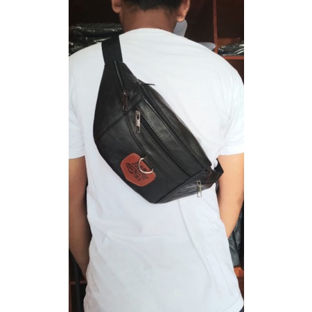 Waistbag Pria Kulit Asli Original Tas Slempang pria Kulit Asli Model Terbaru Anti Api Anti Air New Elegant