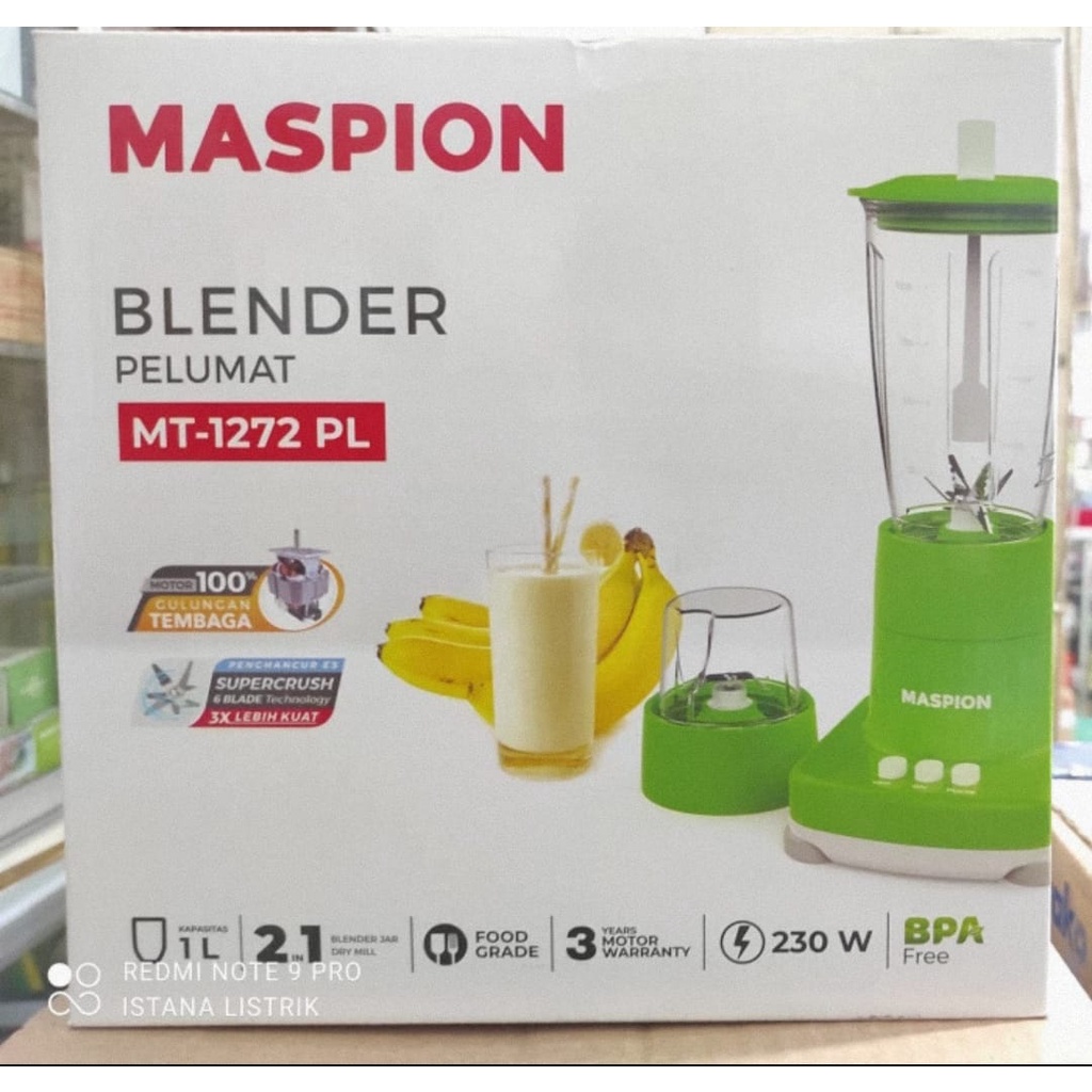 Blender Maspion MT-1272-PL – Blender Plastik 1 Liter 2in1 230 Watt