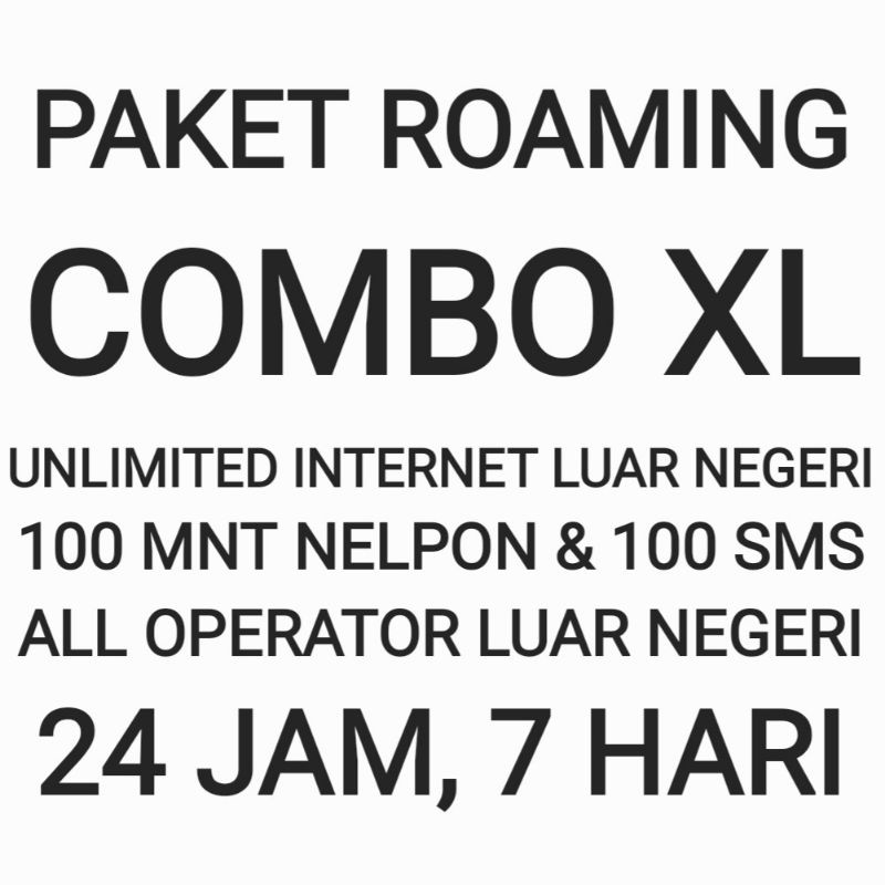 [CHAT DULU SEBELUM ORDER]Paket Roaming Combo XL Luar Negeri Negri Unlimited Internet Kuota Data Nelp