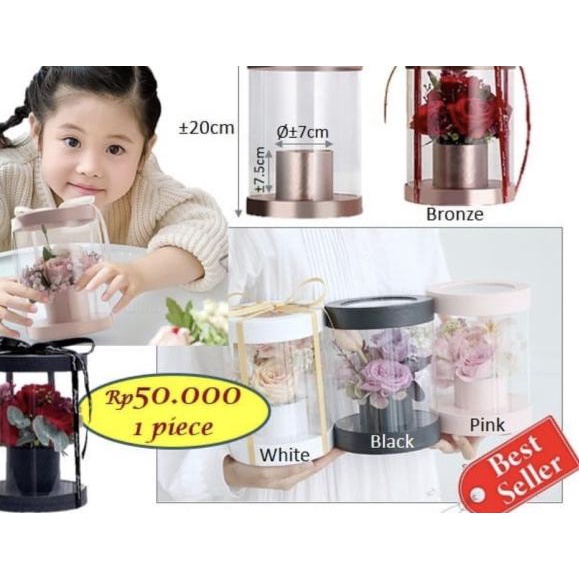 

Mini Opp Round Flower Box - Box mika - mica flower box - Putih