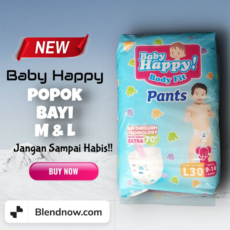 Baby Happy Pants M34/L30/XL26/XXL24 Popok Celana - Harga Ekonomis