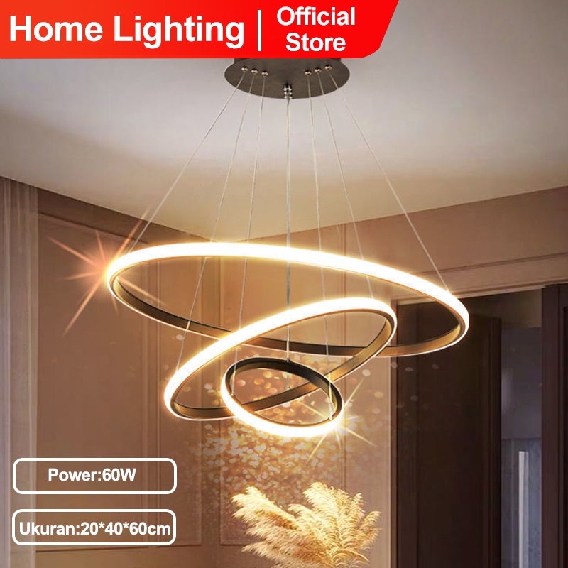 Home Lighting Lampu plafon Lampu Hias Rumah Lampu Gantung Minimalis Modern RUANG TAMU Lampu Gantung LED 3 Ring Modern Untuk Kamar Tidur