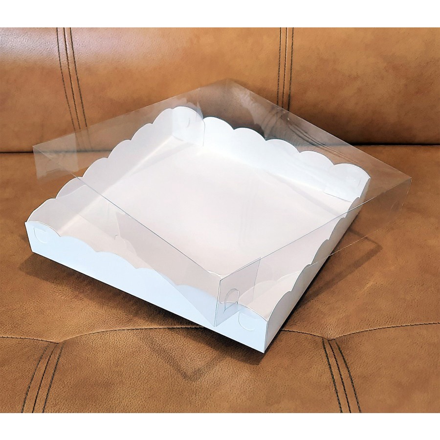 Wavy 252545 - Box Dus Brownies / Cake Box putih tutup mika