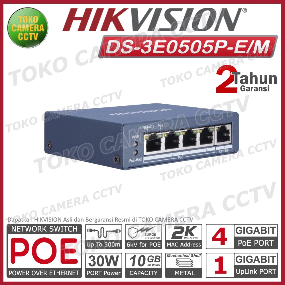 SWITCH POE GIGABIT 4 PORT 1 UPLINK HIKVISION DS-3E0505P-E/M