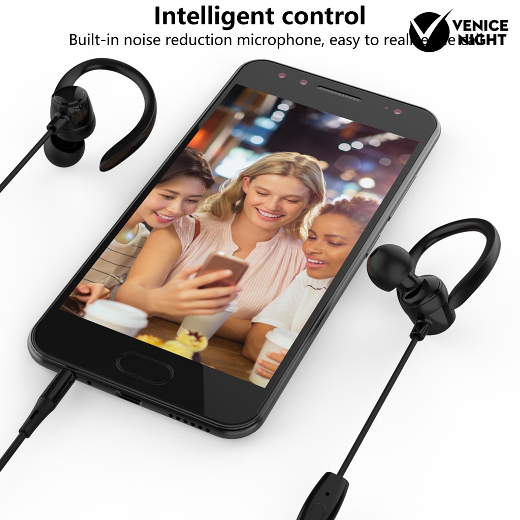 (VNEP) (Berkabel) Pengurangan Kebisingan Sensitif Earbud Ergonomis 3.5mm Stereo Ear Hook Earbud untuk Merekam Lagu