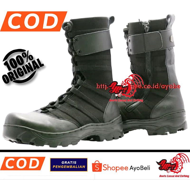 Sepatu PDL Ninja Asli Kulit Sapi & Kain Kanvas Anti Air