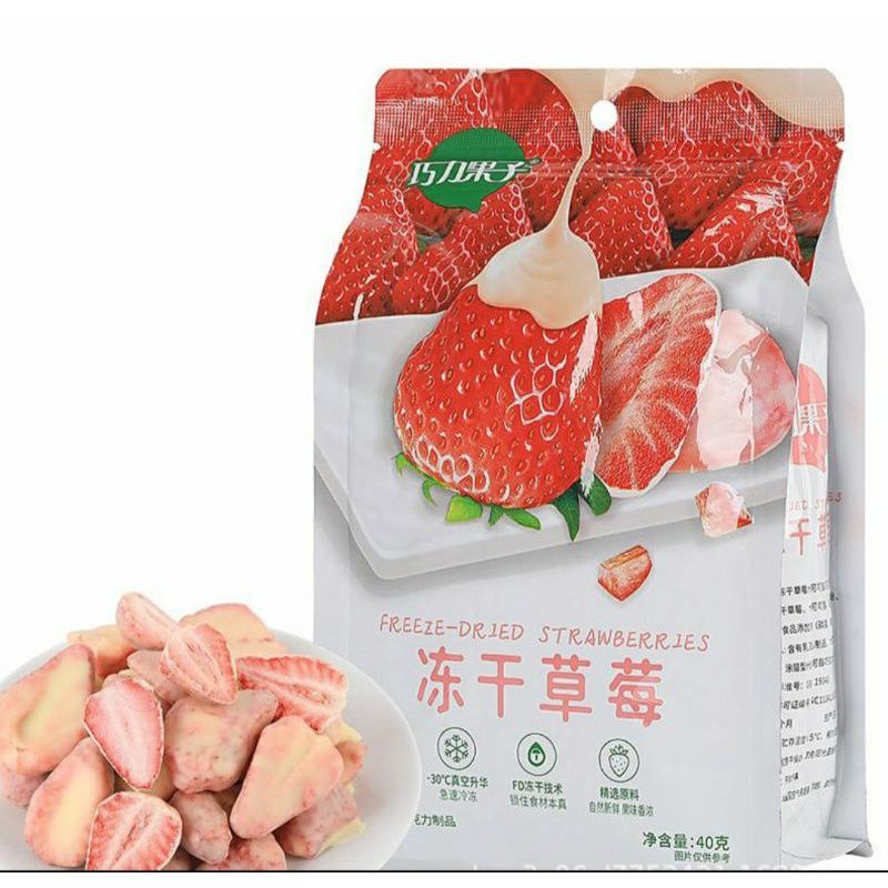 

Freeze dried frozen strawberry / snack cemilan viral stroberi beku