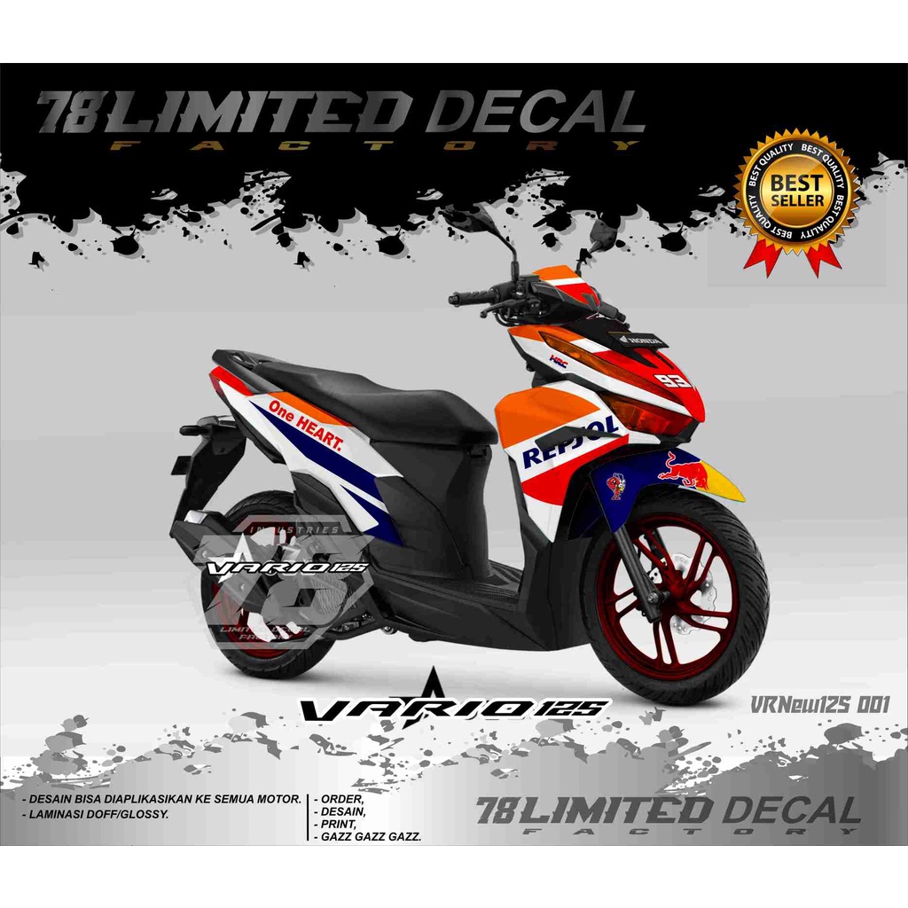 Decal Sticker Honda New Vario 125 facelift 2022_Stiker Dekal Vario 125 New Fullbody Disain Repsol VR