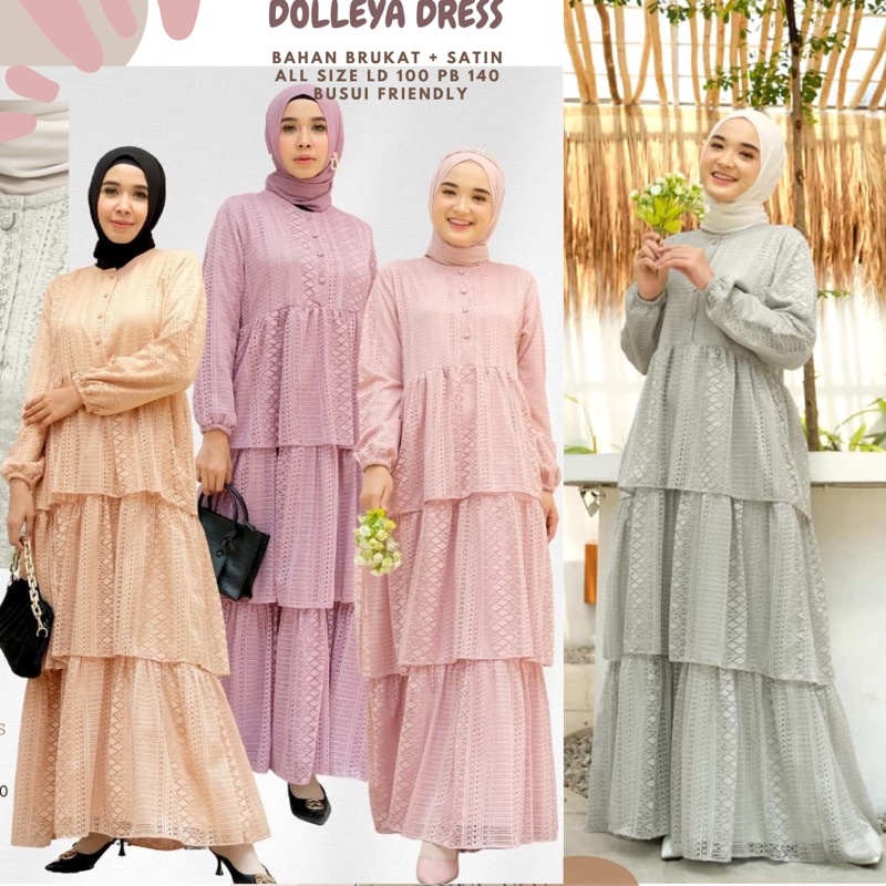 Doleya Brukat Dress Ld 100/Dress Kondangan/Dress Sage/Dress Full Brukat/Dress Seragaman/Dress Lebaran/Dress Maxy