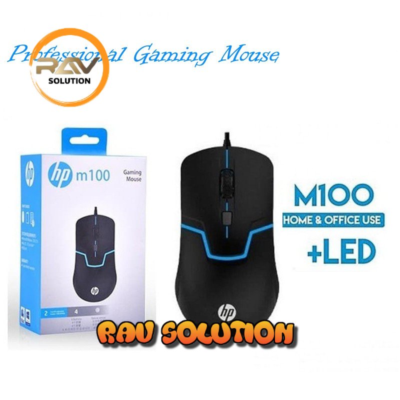 Mouse HP Gaming kable RGB usb M100 | Mouse gaming komputer HP M100 Warna-Hitam  - RAV SOLUTION
