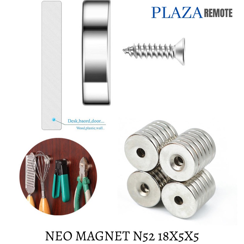 NEO MAGNET NEODYMIUM N52 SUPER KUAT COIN CINCIN LUBANG 18X5X5
