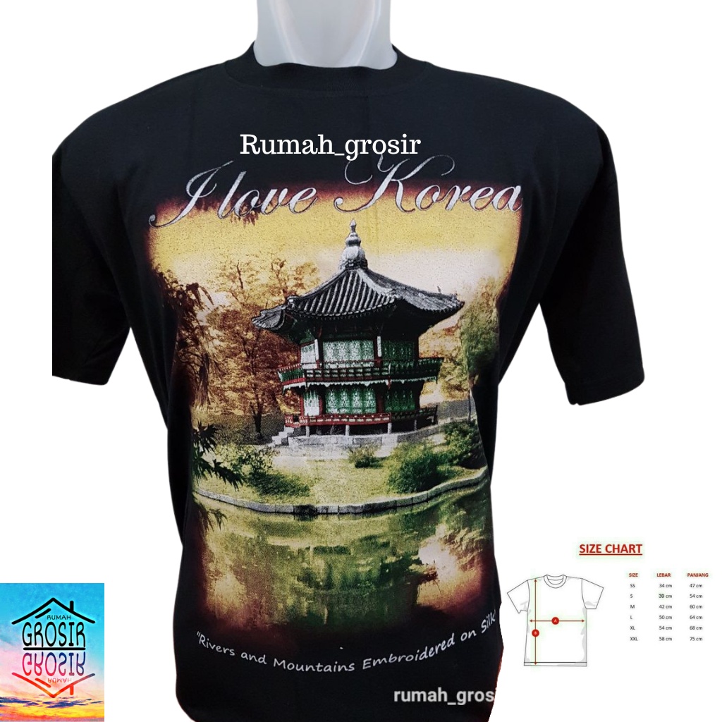 Kaos Hitam Souvenir Negara Korea