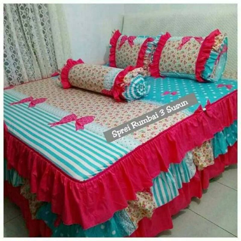 sprei rumbai/sprei custom/sprei homemade/sprei susun/sprei pengantin