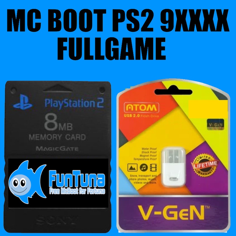 Paket mc boot fortuna + flashdisk 32gb untuk ps2 seri 9