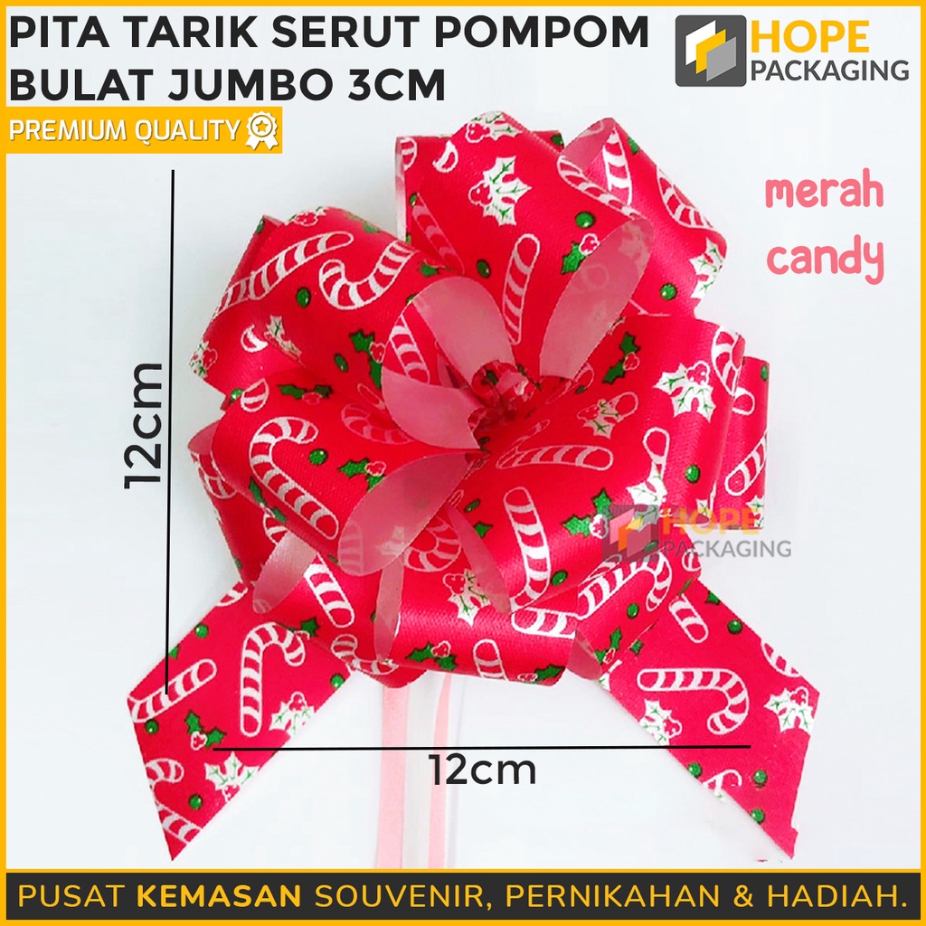 Pita Tarik Serut Pompom Bulat Jumbo 3 cm