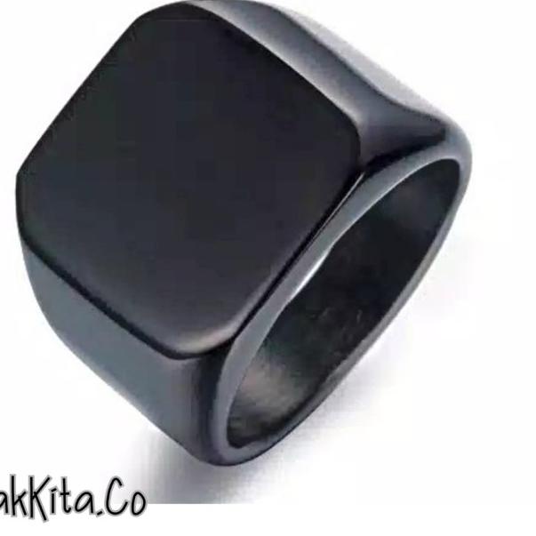 Cincin Pria Hitam Titanium Model Kotak Polos / Cincin Pria Titanium