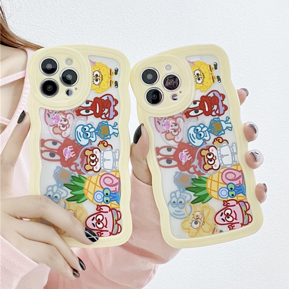 Soft Case Motif Kartun Gelombang Untuk 14 13 12 11 Pro Max 7 8 Plus XR X XS Max SE 2020 2022