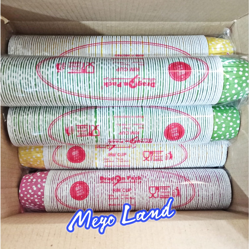 Rim Cup Cake Polkadot Base 5cm Tinggi 4cm 100 pcs Dragon Pack Muffin Paper Cup Cake Mufin Anti Lengk