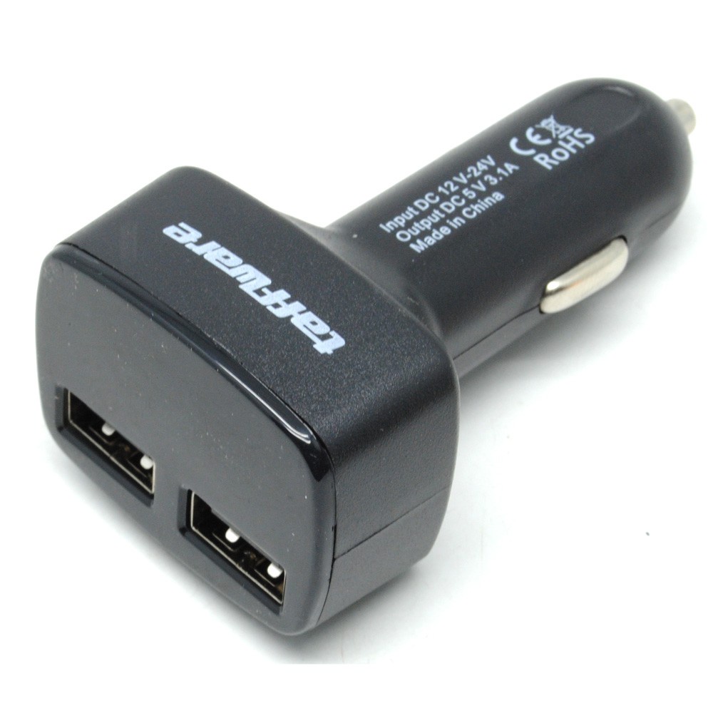 Charger Mobil dengan 2 Port USB dan Display Voltase, Ampere dan Suhu