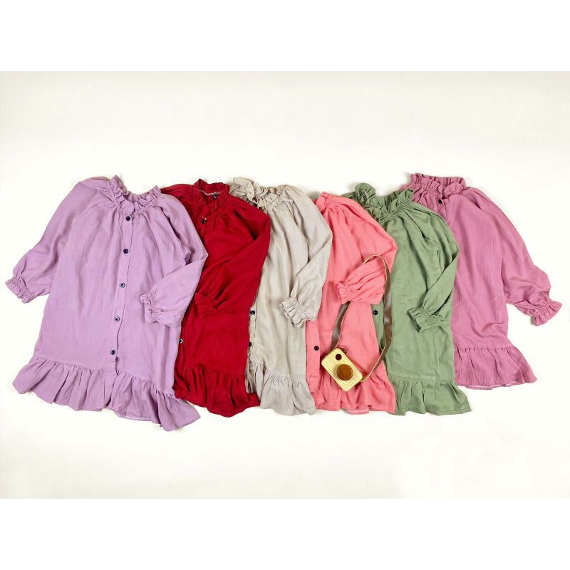 Tunik anak perempuan ruffle shafii pineapple 1-5tahun rayon crinkle