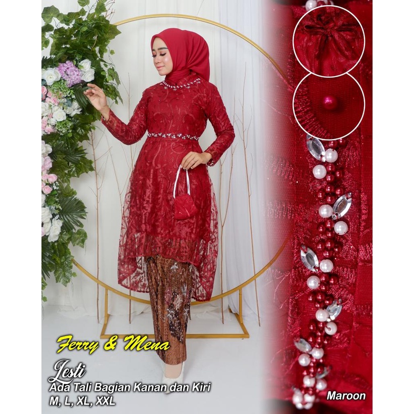 Permata Olshop / Kebaya Tunik Lesty Tulle Bordir Payet Mewah / Kebaya Modern Wisuda / Kebaya Kondangan / Kebaya Wisuda / Kebaya Lamaran