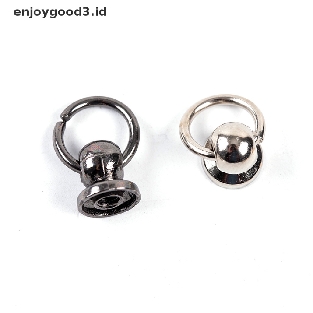 10pcs Kancing O Ring Stud Screwback Sekrup Paku Keling 8mm Bahan Metal Untuk Kerajinan Tas Telepon