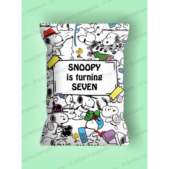 

Snack Jumbo Ukuran Mini Pouch / Pouch Jumbo / Hampers Birthday / Goodie Bag / Souvenirs / Suvenir / Gift / Kado Anak / Ulang Tahun / Murah / Premium / Custom / Snoopy