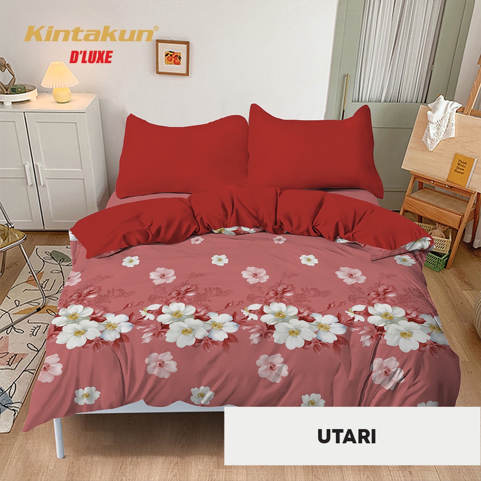 5in1 Full Set Bedcover + Sprei Kintakun 3D Extra King Queen Rumbai Flat 200x200 180x200 160x200 Moti
