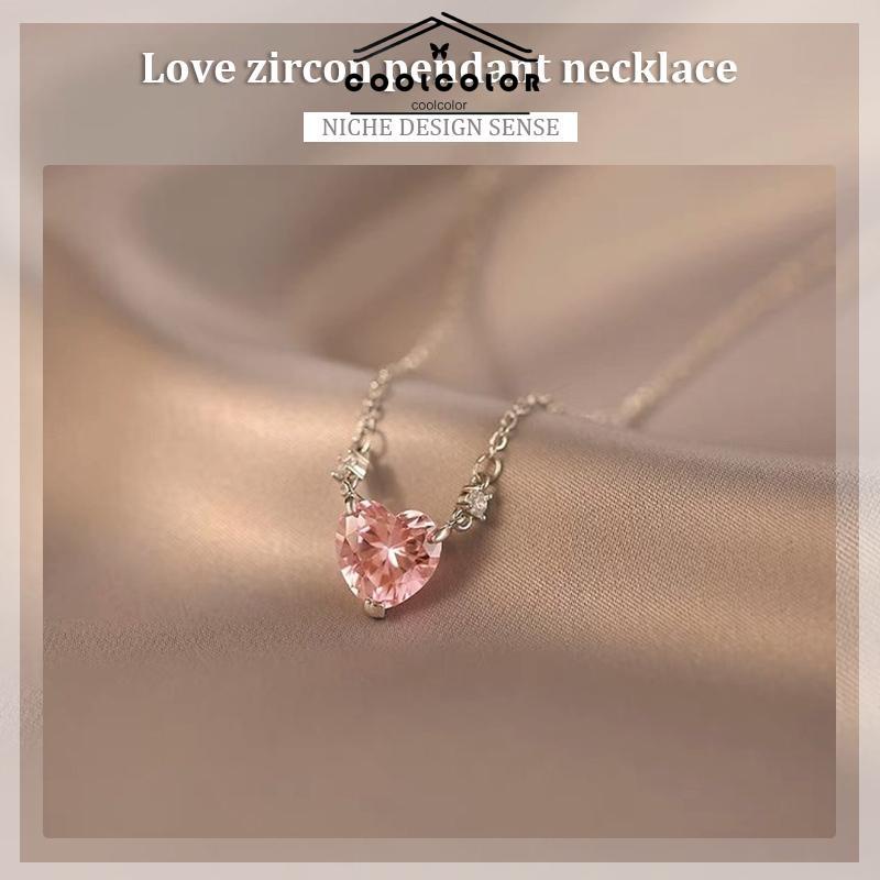 COD❤️kalung cinta mewah yang manis dan ringan  kalung liontin zirkon  desain niche wanita- cl