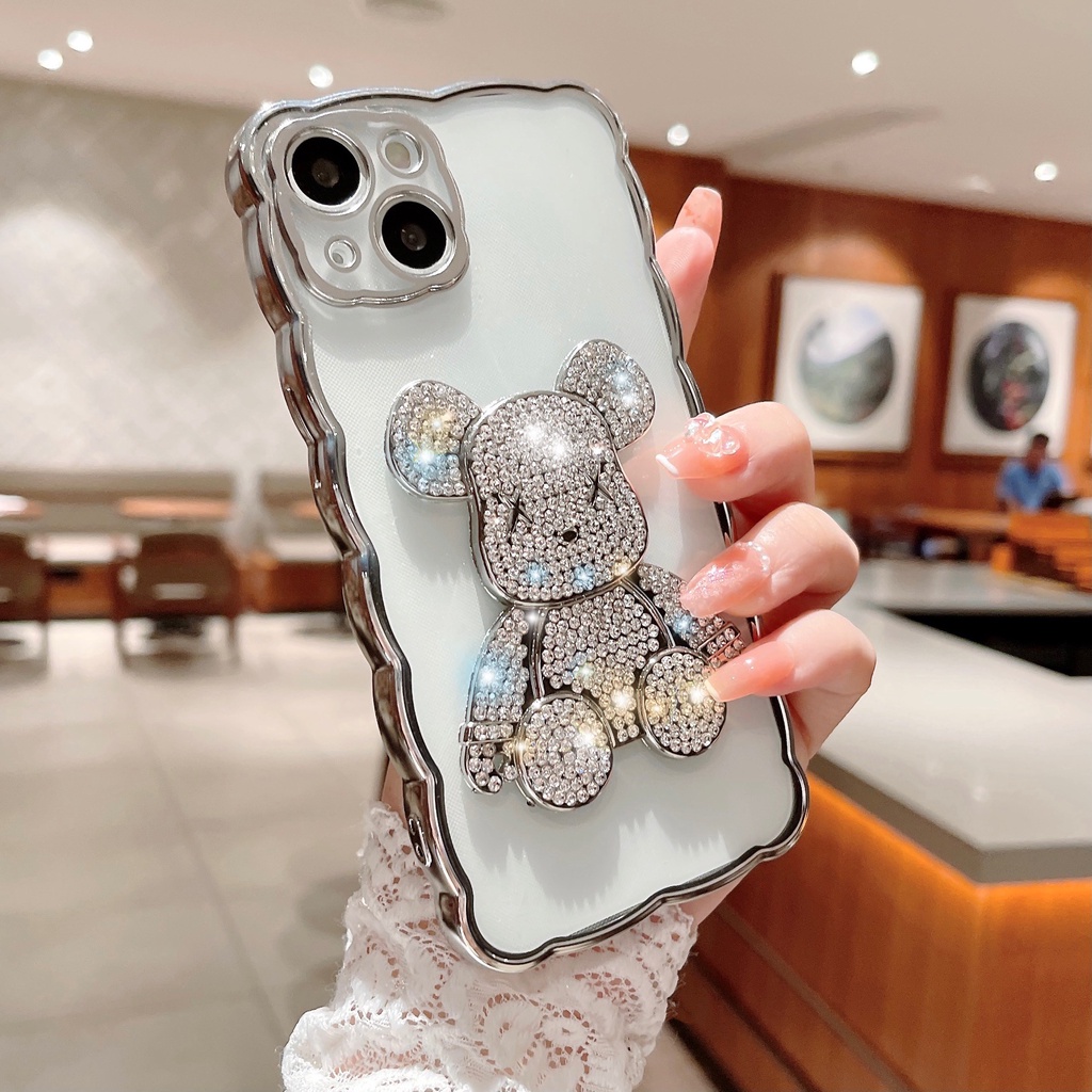 Soft Case Transparan Motif Beruang 3D Untuk Iphone 14 Pro Max 14 13 12 11 Pro Max Xs Max xr 8 7 Plus