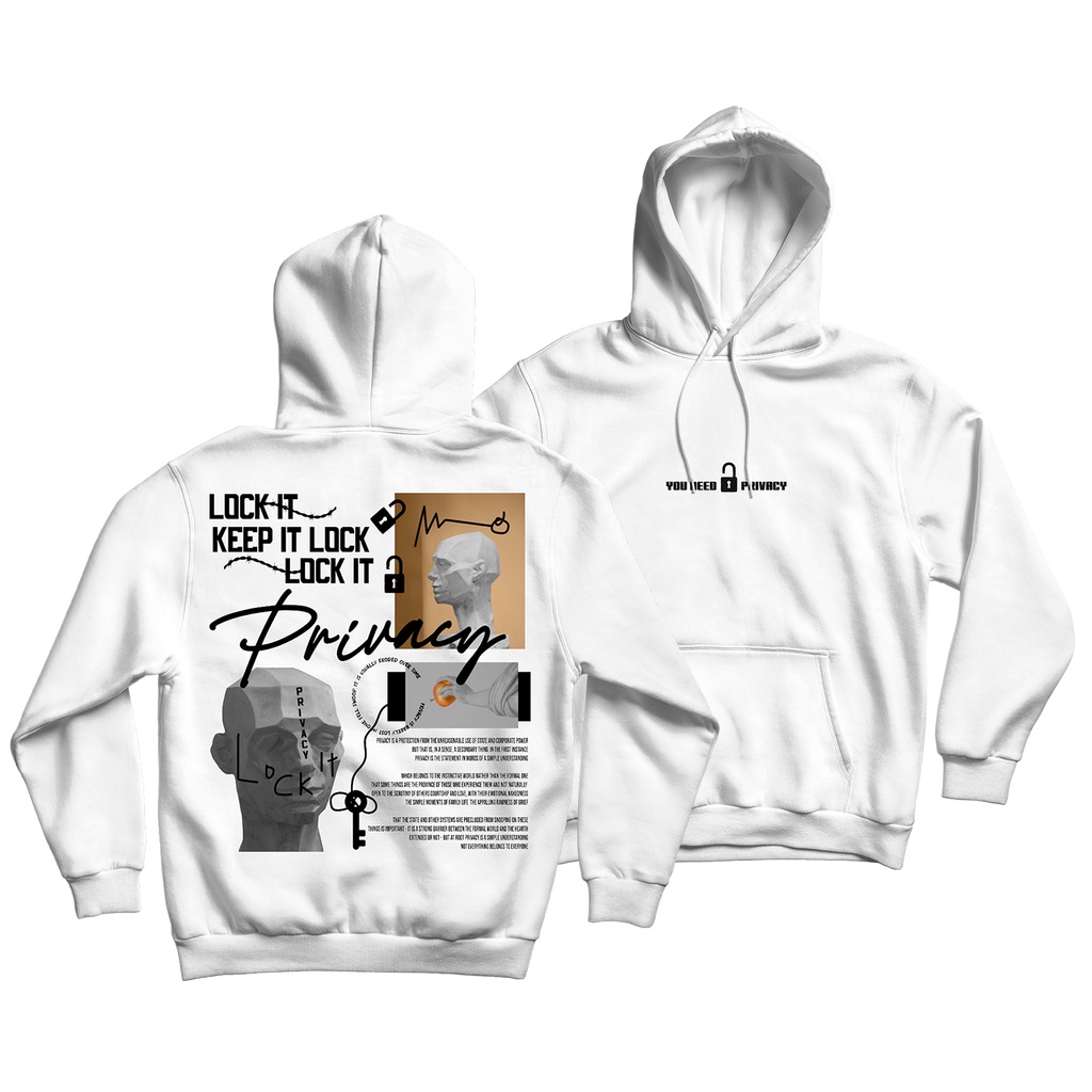 Sweaterpolos Hoodie Jumper PRIVACY ( Sablon ) Unisex Pria &amp; Wanita