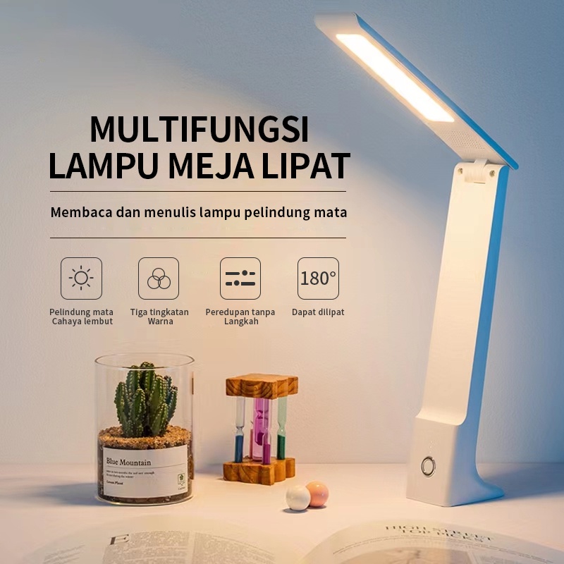 Abeni Lampu Belajar LED Meja Baca Light Pengisian Daya Lipat Portabel Dapat Disentuh Cahaya Anti-biru