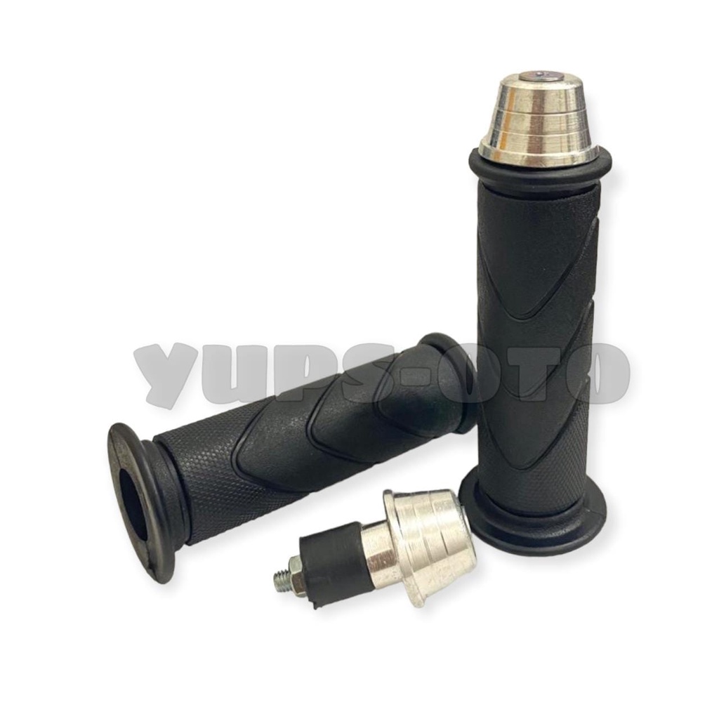 PAKET HANDGRIP HONDA HITAM LEMBUT SEPASANG HANDFAT MODEL HONDA GRIP HONDA SET + JALU STANG MATIC SILVER MERK MOSCOW UNIVERSAL SEMUA MOTOR PNP VARIASI HANDEL MOTOR