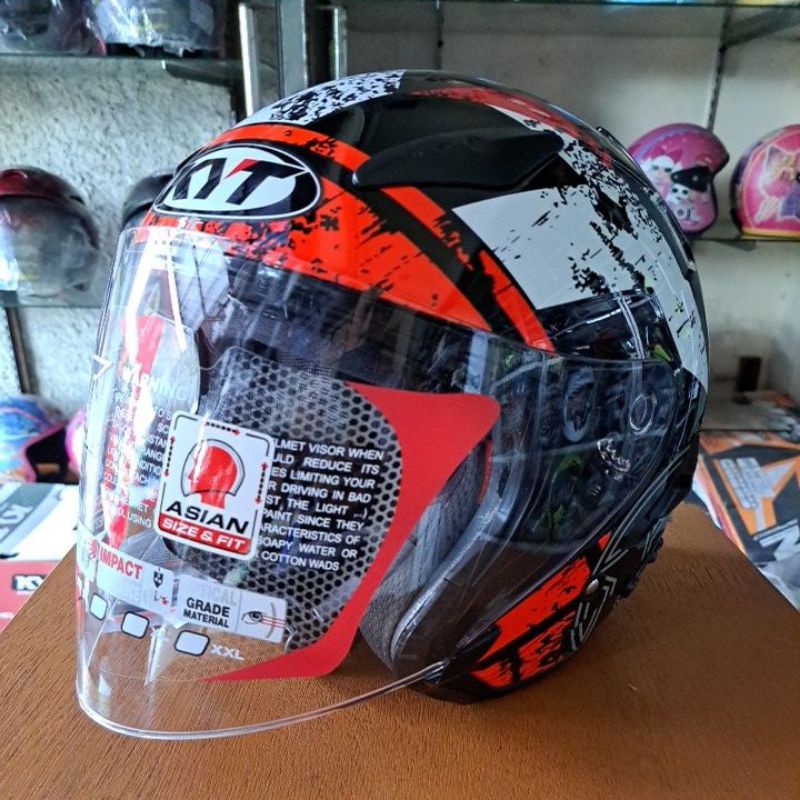 HELM KYT GALAXY FLAT R MOTIF #5 BLACK RED FLUO