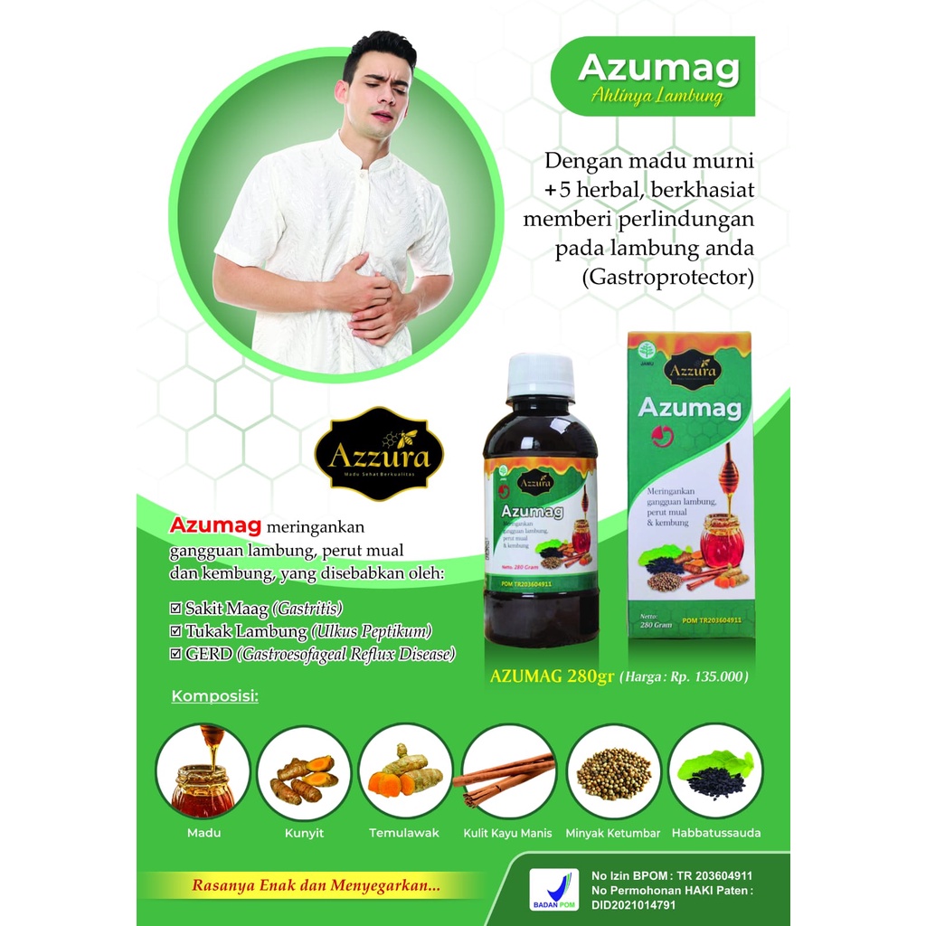 

Madu lambung azumag herbal meringankan gangguan lambung perut mual dan kembung