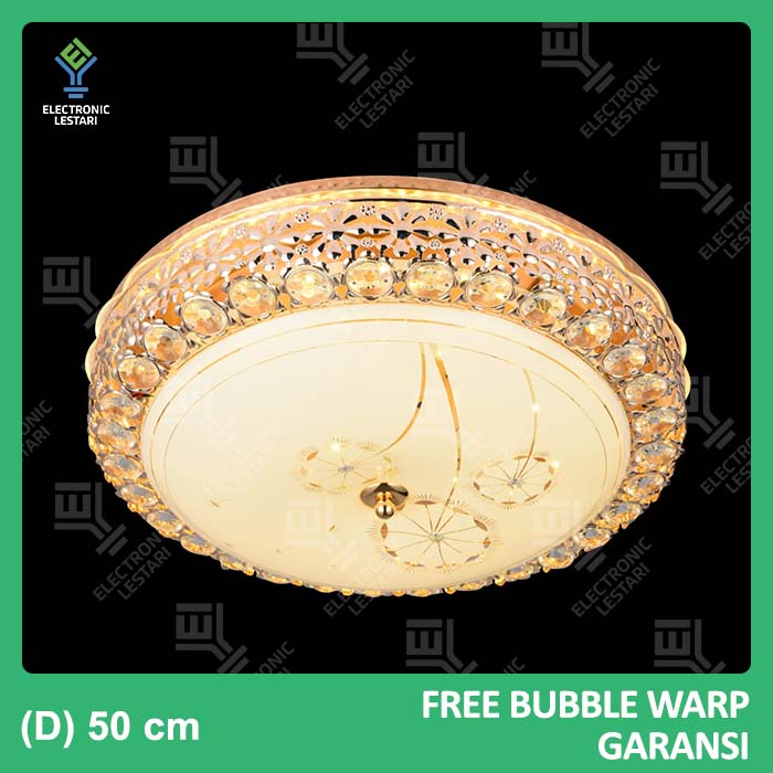 Lampu Plafon Minimalis Ruang Tamu Klasik Kamar Bulat Kaca Emas 6485