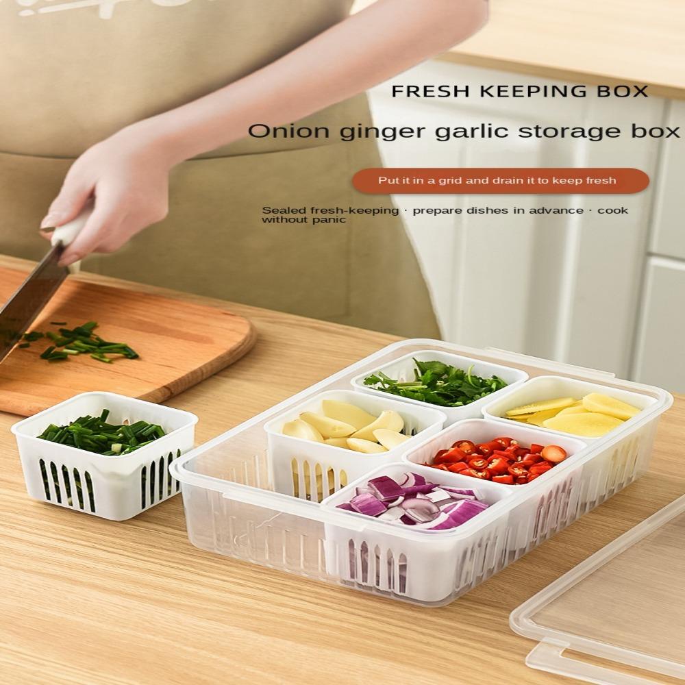 Nanas Bawang Putih Fresh-keeping Kotak Rumah Tangga Multi-Fungsi Kulkas Freezer Organizer Saluran Air Kotak Penyimpanan Sealing Makanan Kotak Penyimpanan Sayuran Dengan Penutup