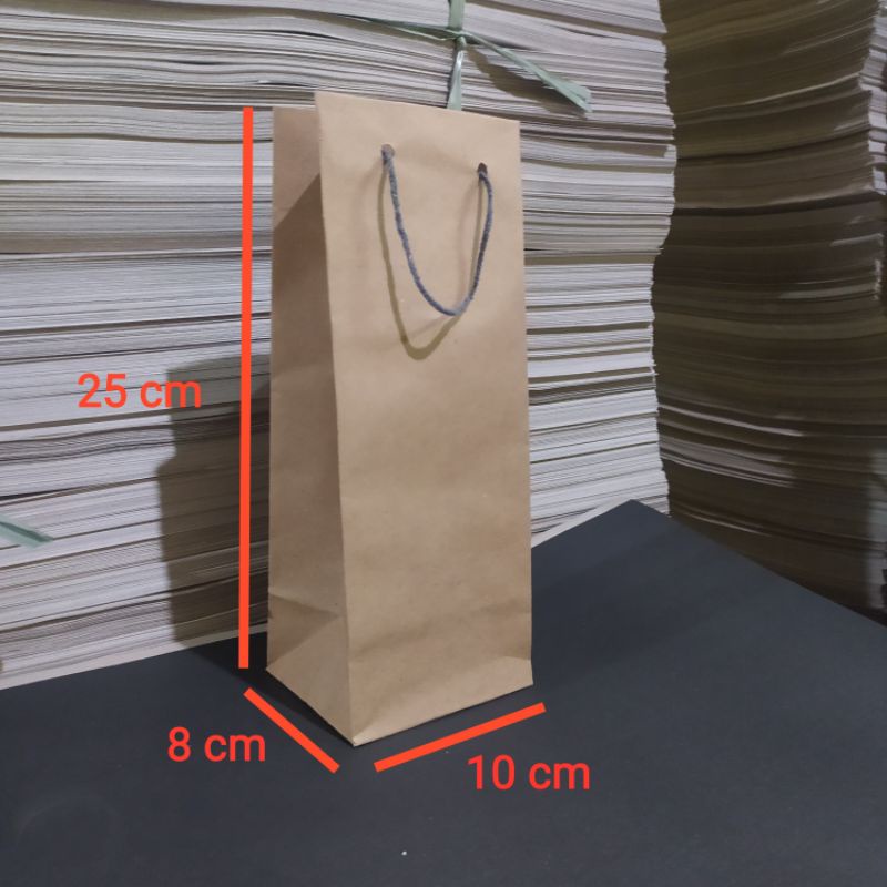 

Paperbag Polos Coklat Botol Ukuran P10 L8 T25