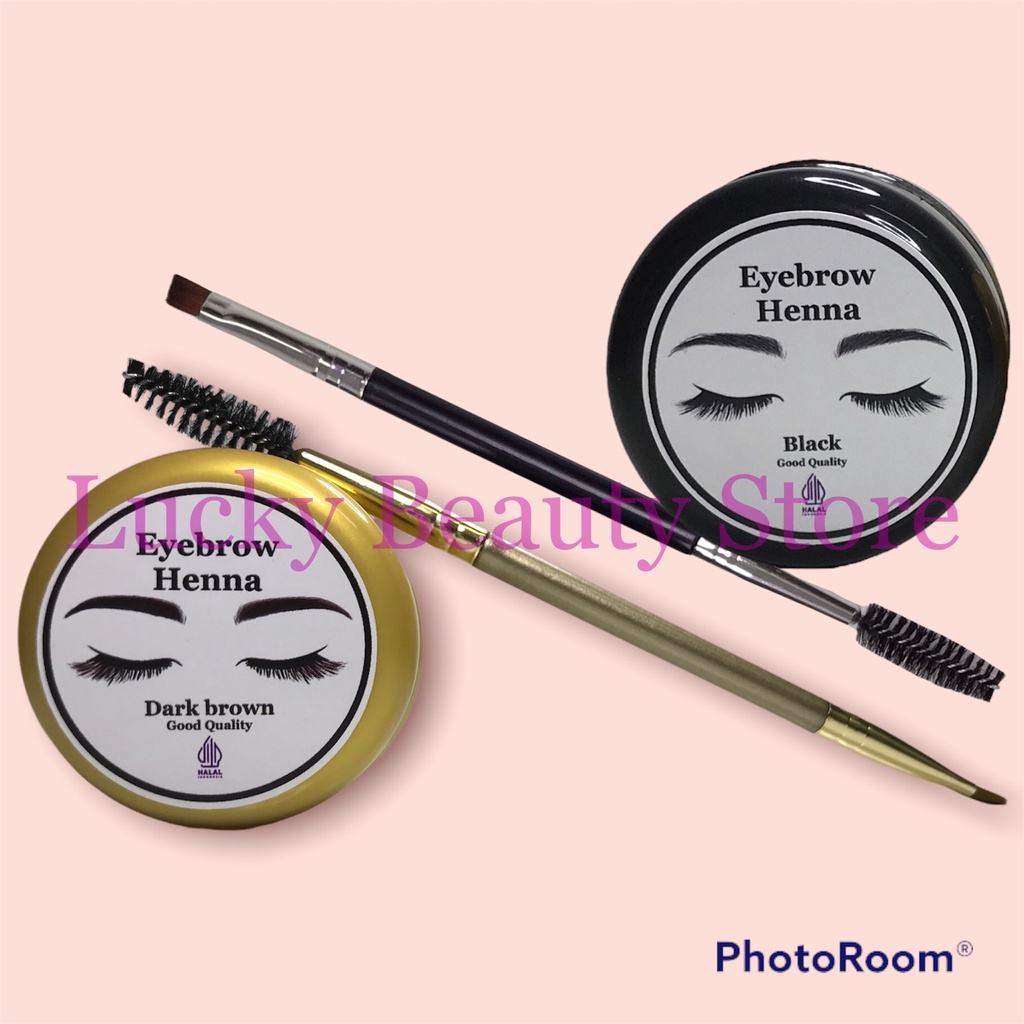 free Kuas EYEBROW HENNA ALIS HALAL WATERPROFF TAHAN 3-7 HARI dark brown- black