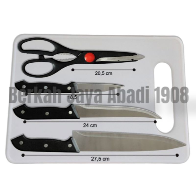 Pisau Set Talenan Dan Gunting 5In1