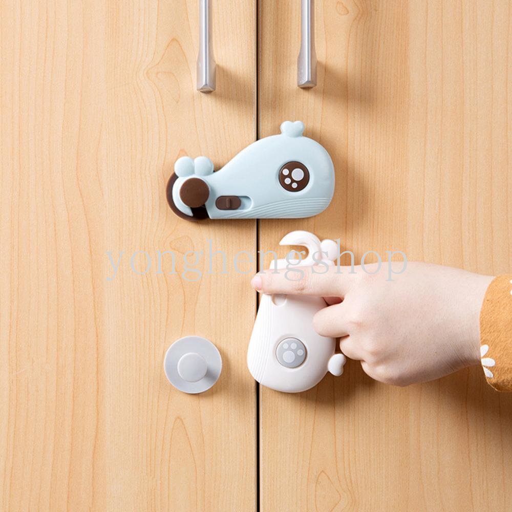 Whale Kunci Pengaman Laci / Lemari / Pintu / Jendela Anti Terjepit Desain Ikan Paus Untuk Keamanan Bayi / Anak